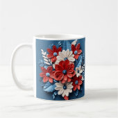 3Dルッキング愛国的な花 コーヒーマグカップ (左)