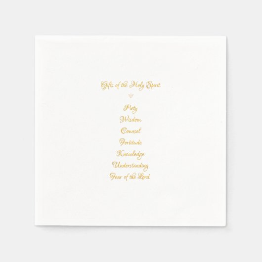 3Dルックで聖霊の贈り物 – ゴールデンスクリプト スタンダードカクテルナプキン (正面)