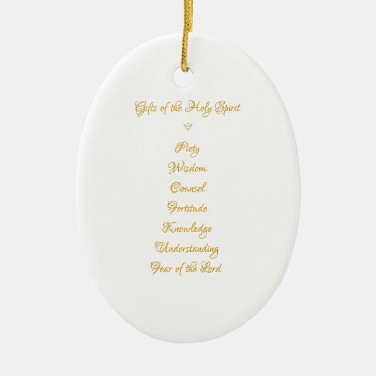 3Dルックで聖霊の贈り物 – ゴールデンスクリプト セラミックオーナメント (正面)