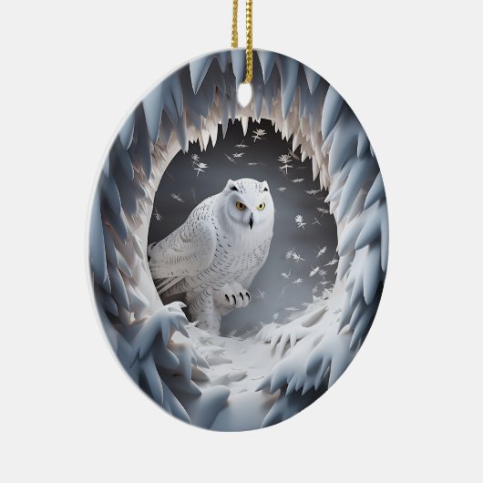 3Dルックスノウクロウバードカントリークリスマスホリデー セラミックオーナメント (右)