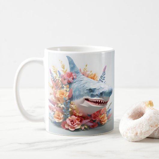 3Dルージングプリントシャーク海 コーヒーマグカップ (ドーナツ)
