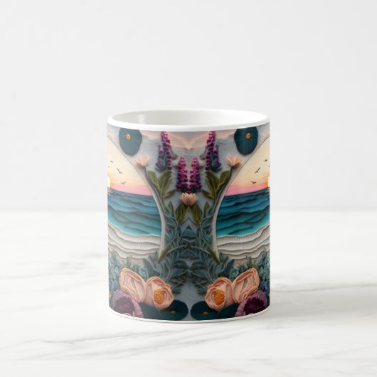 3Dルージングプリントビーチサンセット コーヒーマグカップ (中央)