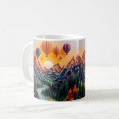 3Dルージングプリント山の熱気球 コーヒーマグカップ (正面左)