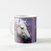 3Dルージングプリント白馬紫の花 コーヒーマグカップ (正面左)