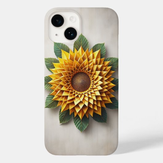 3Dレイヤードひまわりスマホケース イエロー ペーパークラフト Case-Mate iPhoneケース (裏面)