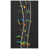 3Dレインボーミュージカルノートの黒点 テーブルクロス (正面)