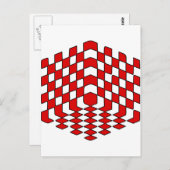 3Dレッドキューブ光学錯覚 ポストカード (正面/裏面)