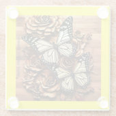 3Dレーザーバーン版木、銅版、版画デザイン ガラスコースター (裏面)