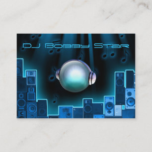 3DロゴのカッコいいDJ青いレーザーの名刺 名刺