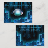 3DロゴのカッコいいDJ青いレーザーの名刺 名刺 (正面/裏面)