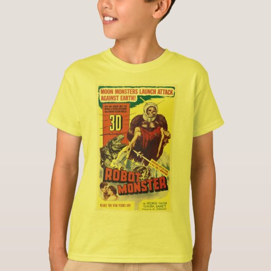 3DロボットムーンモンスターSFシャツ Tシャツ (正面)