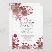 3Dローズブーケフローラ写真植物卒業 招待状 (正面/裏面)