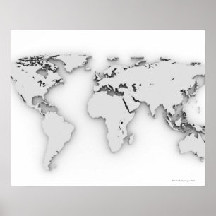 3D世界地図、コンピューター生成イメージ ポスター