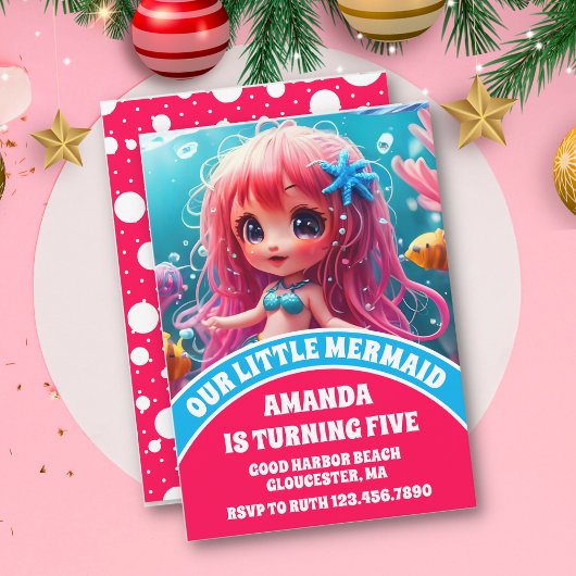 3D人魚の海の誕生日 招待状