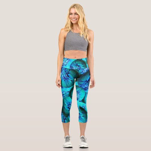 3D光学のターコイズと青の球体 カプリレギンス (正面)