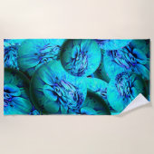 3D光学のターコイズと青の球体 ビーチタオル (正面)