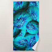 3D光学のターコイズと青の球体 ビーチタオル (正面)