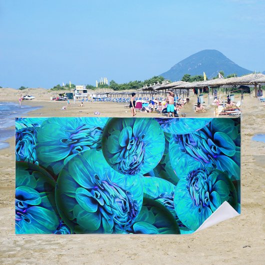 3D光学のターコイズと青の球体 ビーチタオル