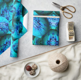 3D光学のターコイズと青の球体 ラッピングペーパー