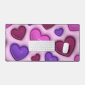 3D光沢マット付きデスクマットハート デスクマット (キーボード&マウス)