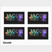 3D光源のジェイコブという名前(写真) 長方形シール (シート)