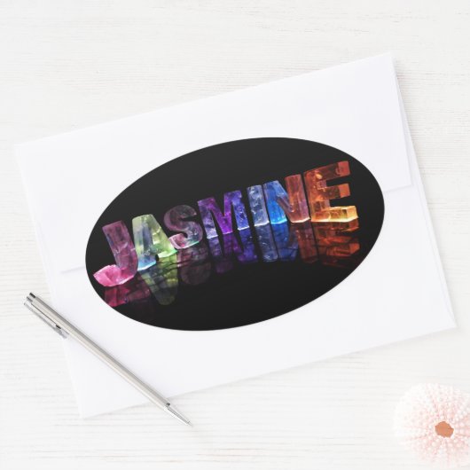 3D光源のジャスミンという名前(写真) 楕円形シール (封筒)