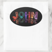 3D光源のジョンという名前（写真） 楕円形シール (バッグ)