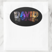3D光源のデイビッドという名前(写真) 楕円形シール (バッグ)