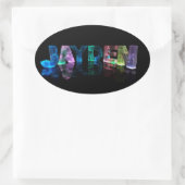 3D光源の中のジェイデンという名前(写真) 楕円形シール (バッグ)