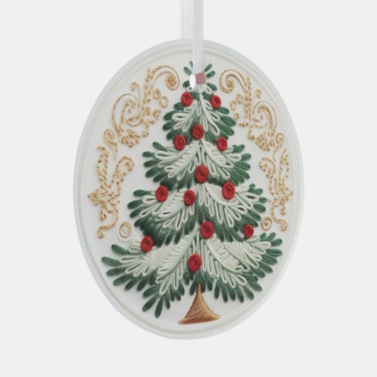 3D刺繍クリスマスツリーオーナメント ガラスオーナメント (正面右)
