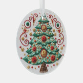 3D刺繍ツリークリスマスオーナメント ガラスオーナメント (正面右)