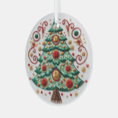 3D刺繍ツリークリスマスオーナメント ガラスオーナメント (正面左)
