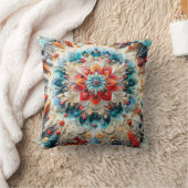 3D刺繍ルックウィンターマンダラ万華鏡のように千変万化するパターン クッション (ブランケット)