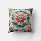 3D刺繍ルックウィンターマンダラ万華鏡のように千変万化するパターン クッション (裏面)