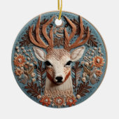 3D刺繍ルックディアバックカントリーランドスケープ セラミックオーナメント (正面)