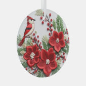 3D刺繍（鳥）ショウジョウコウカンチョウクリスマスオーナメント ガラスオーナメント (正面右)