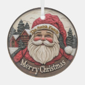 3D効果サンタグラスオーナメント – カスタマイズ可能 ガラスオーナメント (正面)