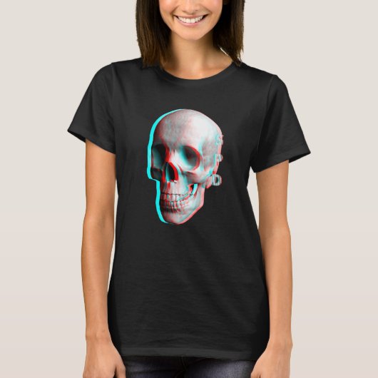 3D効果ブルーレッドドクロ Tシャツ (正面)