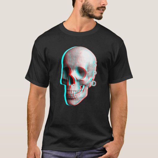 3D効果ブルーレッドドクロ Tシャツ (正面)