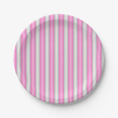 3D効果モダン付きネオンストライプピンク色の ペーパープレート (正面)