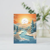 3D効果抽象芸術冬背景 ポストカード (スタンド正面)