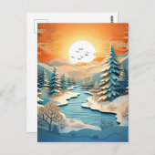 3D効果抽象芸術冬背景 ポストカード (正面/裏面)