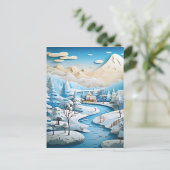3D効果抽象芸術冬背景 ポストカード (スタンド正面)