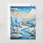 3D効果抽象芸術冬背景 ポストカード (正面/裏面)