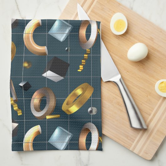 3D図形パターン キッチンタオル (四つ折り)