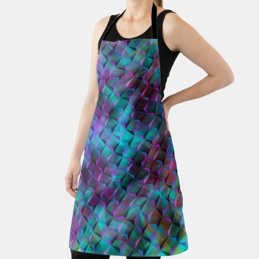 3D図形、ピンクから青みがかった薄紫 エプロン (インサイチュ)