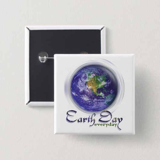 3D地球地球の日 缶バッジ (正面&裏面)