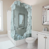 3D壊れた氷壁効果シャワーカーテン シャワーカーテン (インサイチュ)