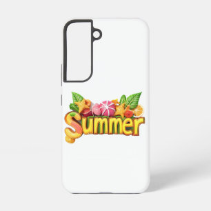 3d夏の文字-カラフル夏の文字とフルーツ samsung galaxy s22ケース