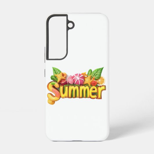 3d夏の文字-カラフル夏の文字とフルーツ samsung galaxyケース (裏面)